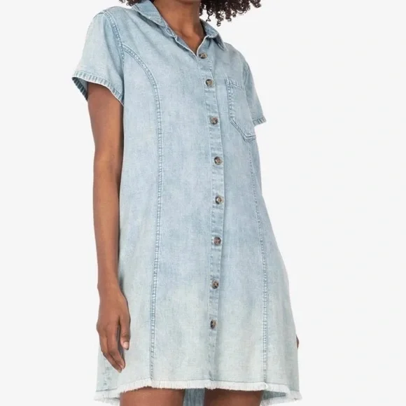 NWT KUT FROM THE KLOTH VITTORIA SHIRT DRESS
(LIGHT WASH) DENIM - Picture 2 of 8
